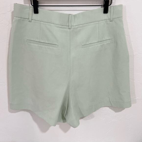 Zara Mint Green Pleated Shorts Linen Size XXL - Picture 6 of 9